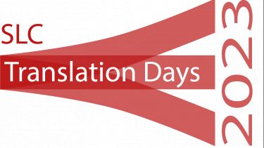Logo SLC translation days 2023. Three red stripes fanning out