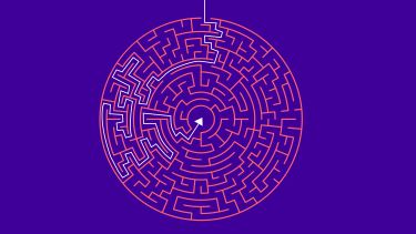 maze with pathway and arrow pointing to center