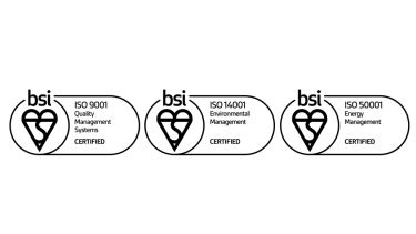 Three logos showing we are ISO certified