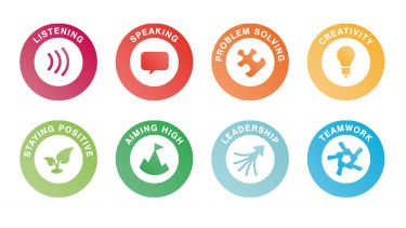 8 colourful icons for the Skills Builder Universal Framework