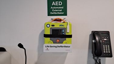 Information Commons defibrillator location - behind the Welcome Desk, Level 0