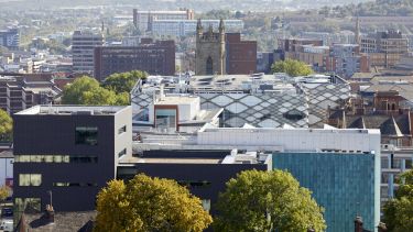View of University of Sheffield campus buildings 
