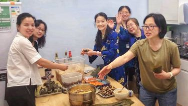 Local teachers getting stuck in with Zongzi making pre-event