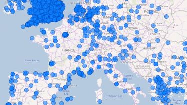 A heat map of where our alumni are based in Europe