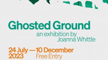 Ghosted Ground exhibition flyer with dates