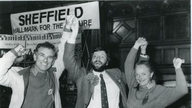 David Blunkett celebrating election 1987