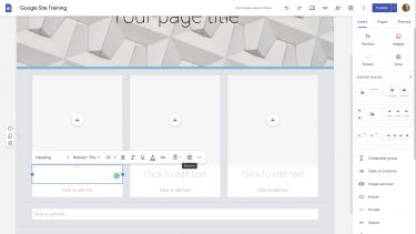 Adding layouts to google sites screenshot