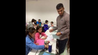 Teacher Sagar Simkhada teaches his class