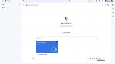 Create a google meet link inside google chat screenshot