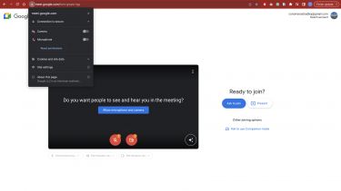 Setting up a camera and microphone with google meet screenshot