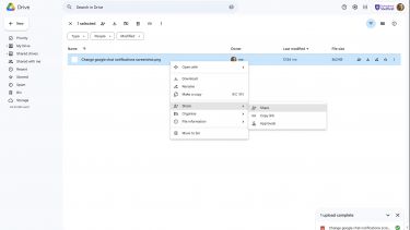 Sharing your work in google drive screenshot
