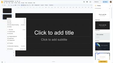 google slides right click menu screenshot
