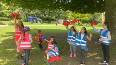 Students enjoy an activity in Weston Park