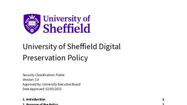 a screenshot of the University of Sheffield Digital Preservation Policy document