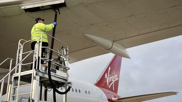 The Virgin plane being fuelled ahead of take-off