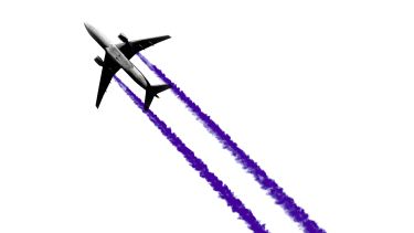 plane with contrails