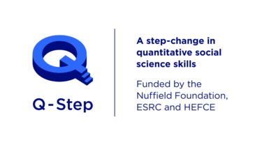 Q - Step logo with text 'A step-change in quantitative social science skills. Funded by the Nuffield Foundation, ESRC & HEFCE