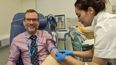 A man gets his blood drawn