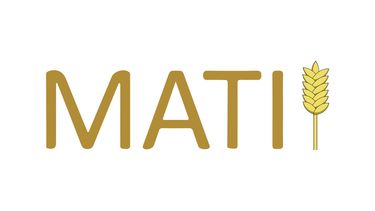 A logo in gold text reading MATI in capital letters, followed by an ear of corn. 