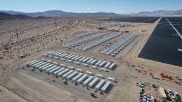 Storage containers in a desert.