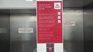 A sign giving guidance for when people use the Paternoster lift