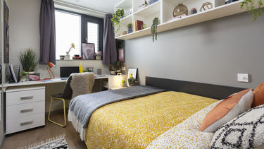 A bright and colourful bedroom