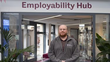 Liam Barr outside the Employability Hub.