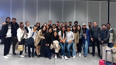 A group of MBA students at Frankfurt Airport.