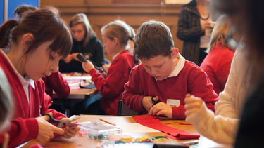 Primary school children doing craft activities 