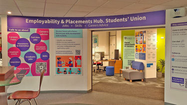 The front entrance to the Employability and Placements office in the Students' Union building