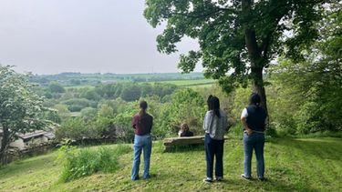 Students overlooking the Yorkshire countryside