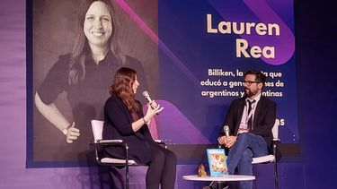 Lauren speaking at a conference