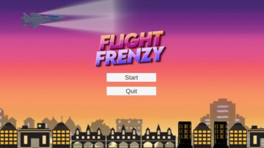The title menu of Flight Frenzy - a mobile game developed by students at the University of Sheffield