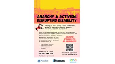 poster which reads: Anarchy and activism: disrupting disability, with details of the event