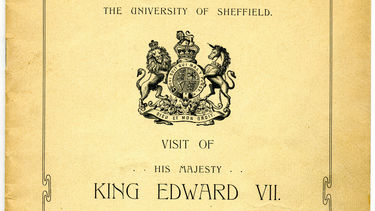 Scan of a pamphlet advertising the visit of Edward VII and Queen Alexandra