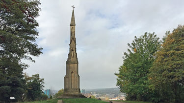 The Cholera Monument with the Sheffield skyline in the background