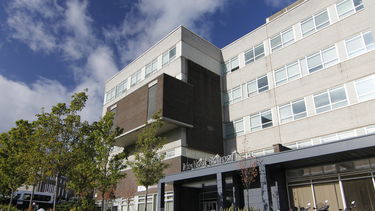 The exterior of the Medical School building