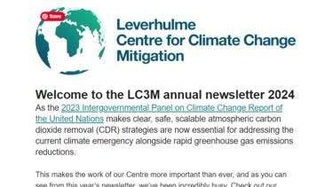 A screenshot of the email newsletter showing the LC3M green globe logo and name, with introductory text from the email