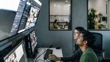 Data science students in a lab at the University of Sheffield