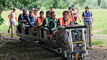 Students from Sheffield testing their locomotive