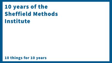 Blue text on a white background: 10 years of the Sheffield Methods Institute. 10 things for 10 years.