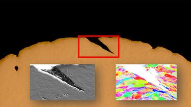 Imaging of a crack in bent aluminium sheet
