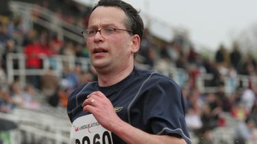 Action shot of Bob Stearn running