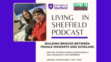 Photo of poster promoting the Living in Sheffield podcast