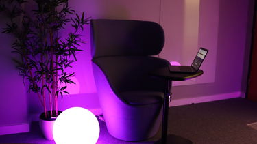 The sensory study room with a pink light 