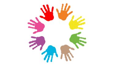 8 Different coloured hand prints