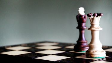 Chess board with two chess pieces