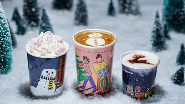 Christmas cups with drinks