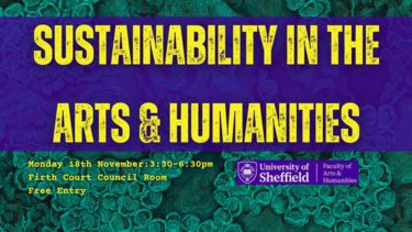 An banner for the sustainability in the arts and humanities, updated with correct details