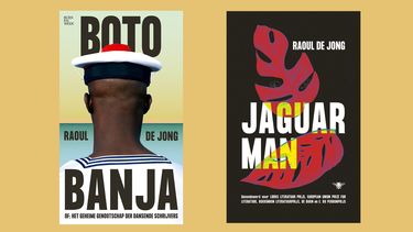 two book covers: Boto Banja and Jaguarman. Both written by Raoul de Jong